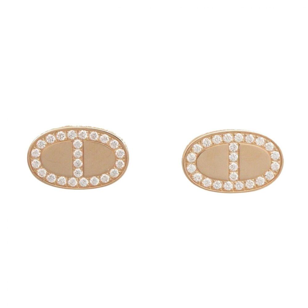 Hermes Chaine d'Ancre Contour Earrings, 18K Pink Gold (PG) Diamond Women's, T...